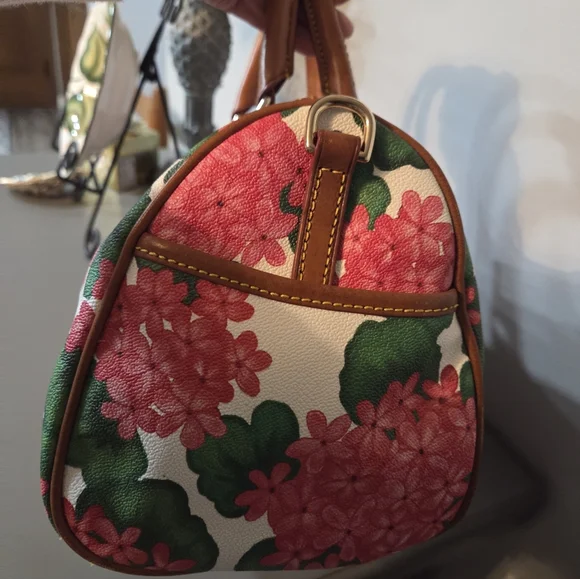 Dooney & Bourke Pink and Green Floral Satchel With Coin Case - Picture 15 of 16